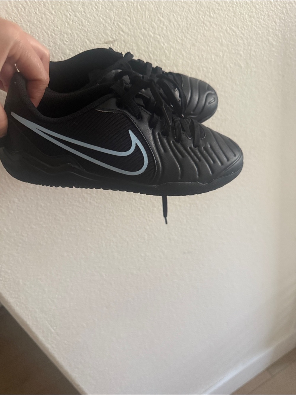 Nike Kids Black Sneakers with White Swoosh